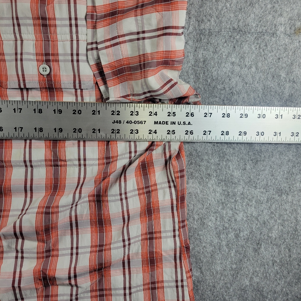 Eddie Bauer Orange Plaid Travex Nylon Mesh Shirt Hiking Fishing Shirt Mens XL - Picture 8 of 10